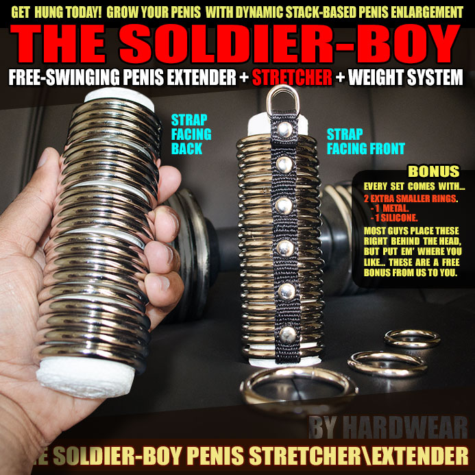 The Soldier Boy Penis Stretcher delivers a fantastic ring-centric penis stretching and enlargement experience.